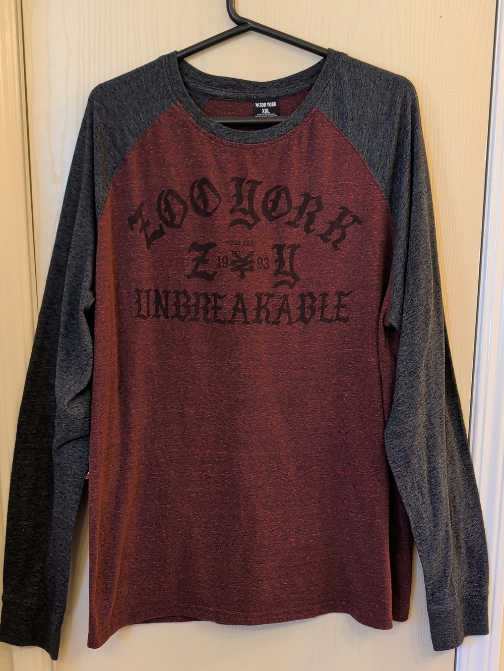 Zoo York Raglan Graphic Long Sleeve Tee | Burgundy & Charcoal | XXL